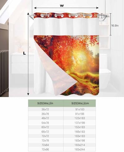 Waterproof No Hook Shower Curtain Set with Snap Liner 72x72 Inch