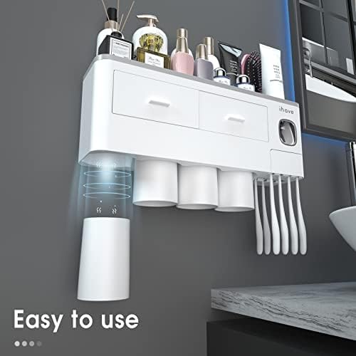 iHave Wall Mounted Toothbrush Holder with Dispenser and Storage 1