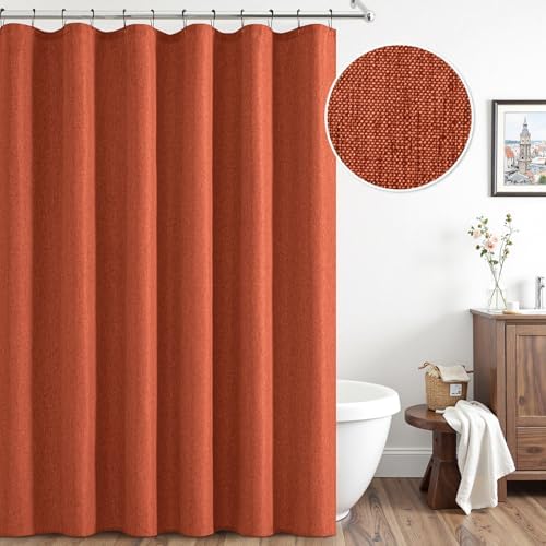 ANRODUO Extra Long Terracotta Shower Curtain Set