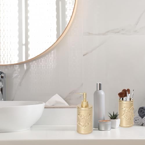 Harry Potter Bath Soap Dispenser Set - 2 Piece Gold Hogwarts Crest