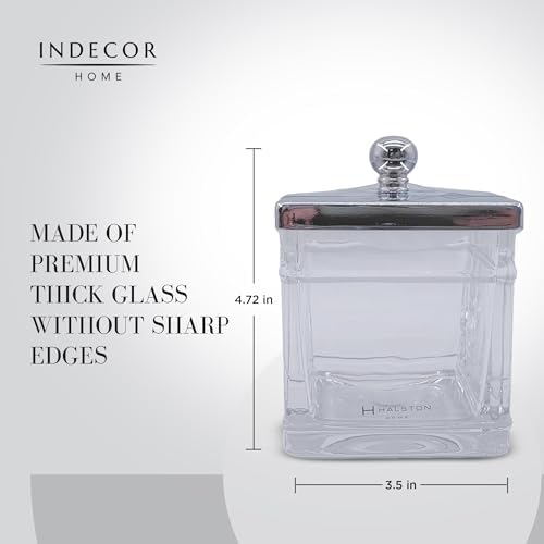 Apothecary Glass Jar with Silver Lid for Bathroom Storage