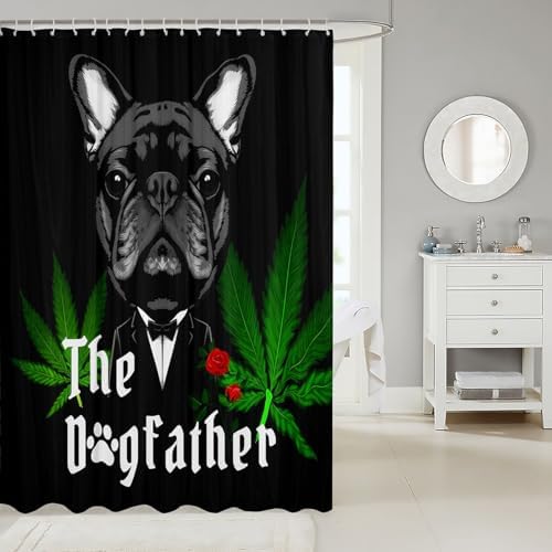 Erosebridal Pug Pattern Waterproof Shower Curtain Set