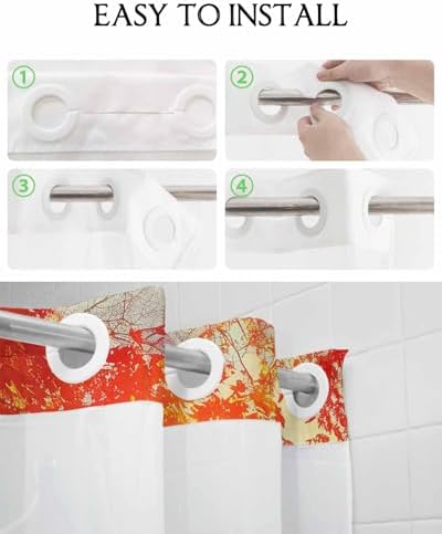 Waterproof No Hook Shower Curtain Set with Snap Liner 72x72 Inch