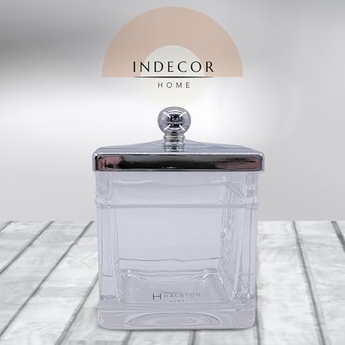 Apothecary Glass Jar with Silver Lid for Bathroom Storage