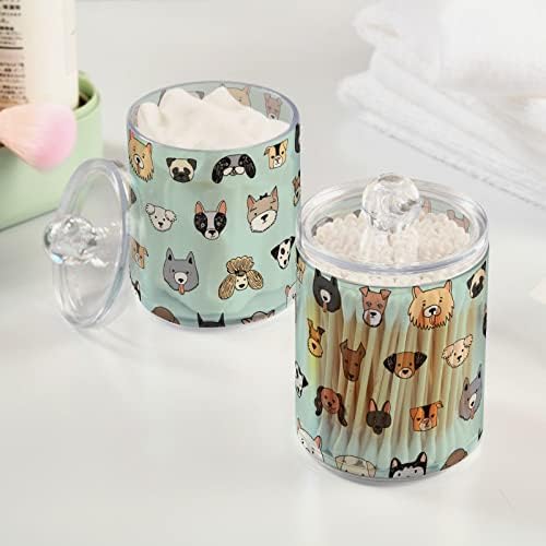 Keepreal Dog Face Q-tip Holder Dispenser with Lids 4PCS Set