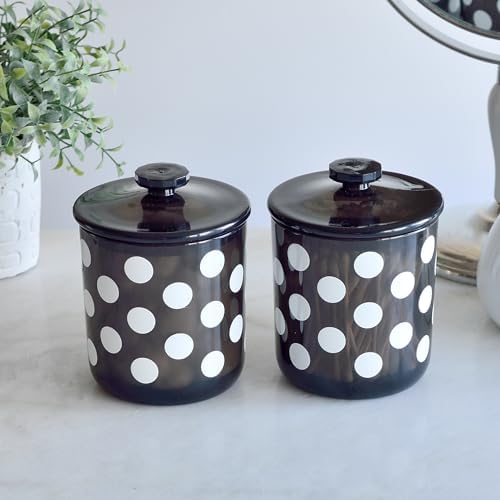 Youngever Plastic Apothecary Jars with Polka Dot Design 2 Sets 15 Ounce