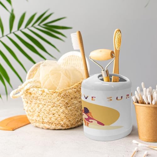 Ambesonne Graphic Beach Soap Dispenser Toothbrush Holder Set 1