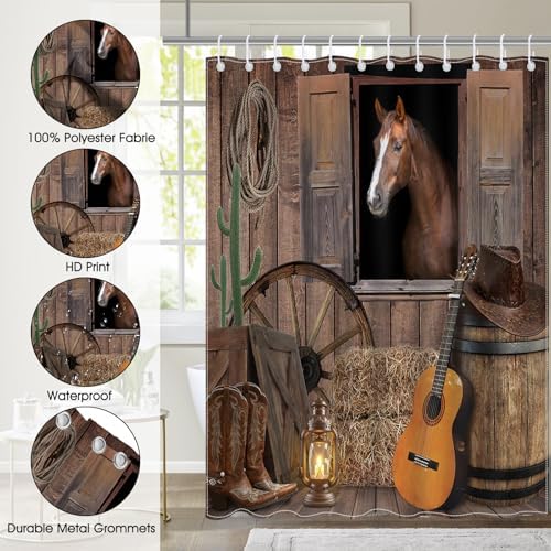 Mocsicka Western Cowboy Shower Curtain 72x72 Inch with 12 Hooks