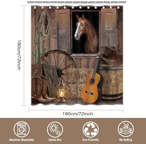 Mocsicka Western Cowboy Shower Curtain 72x72 Inch with 12 Hooks