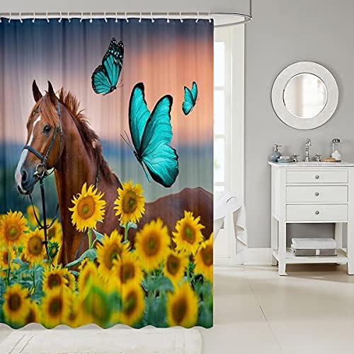 Erosebridal 3D Printing Sunflower Shower Curtain Set