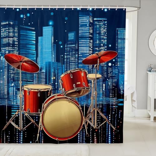 Erosebridal Drum Kit Shower Curtain Set for Kids Boys