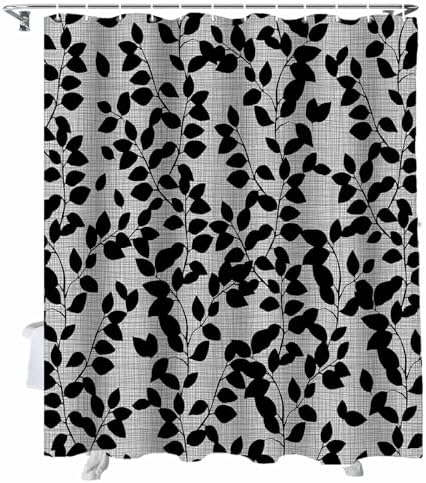 72 Inch Textured Polyester Shower Curtain Set with 12 Hooks