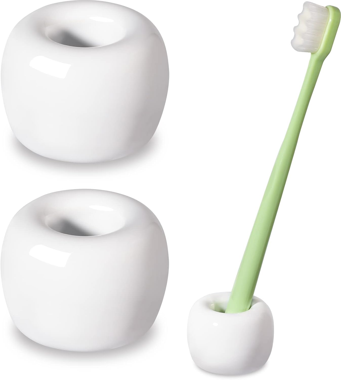 Urbanstrive Sleek Mini Ceramic Toothbrush Holder 2 Pack 1