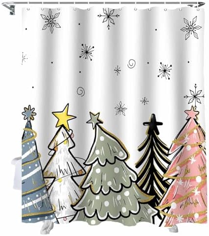 72 Sage Green Pine Tree Shower Curtain Set with 12 Hooks