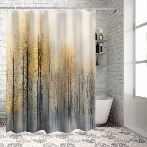 72 Inch Shower Curtain Set with 12 Hooks