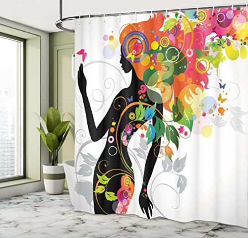 Ambesonne Vibrant Shower Curtain Set with Hooks