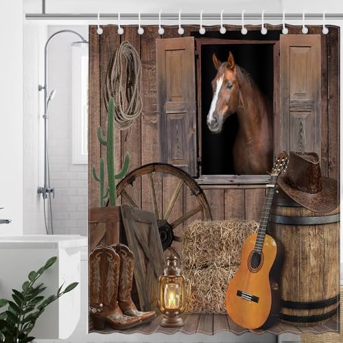 Mocsicka Western Cowboy Shower Curtain 72x72 Inch with 12 Hooks