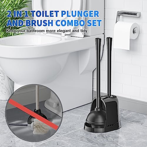 LOVLOY 2-in-1 Toilet Plunger and Brush Set Black