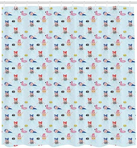 Ambesonne Summer Pool Shower Curtain Set with 14 Hooks