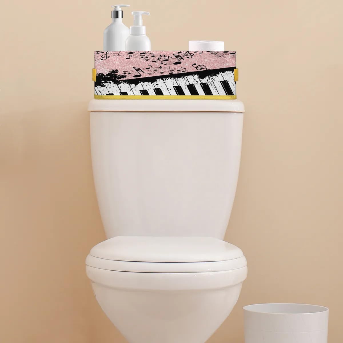 Snatocys Piano Keyboard Toilet Paper Basket with Handles
