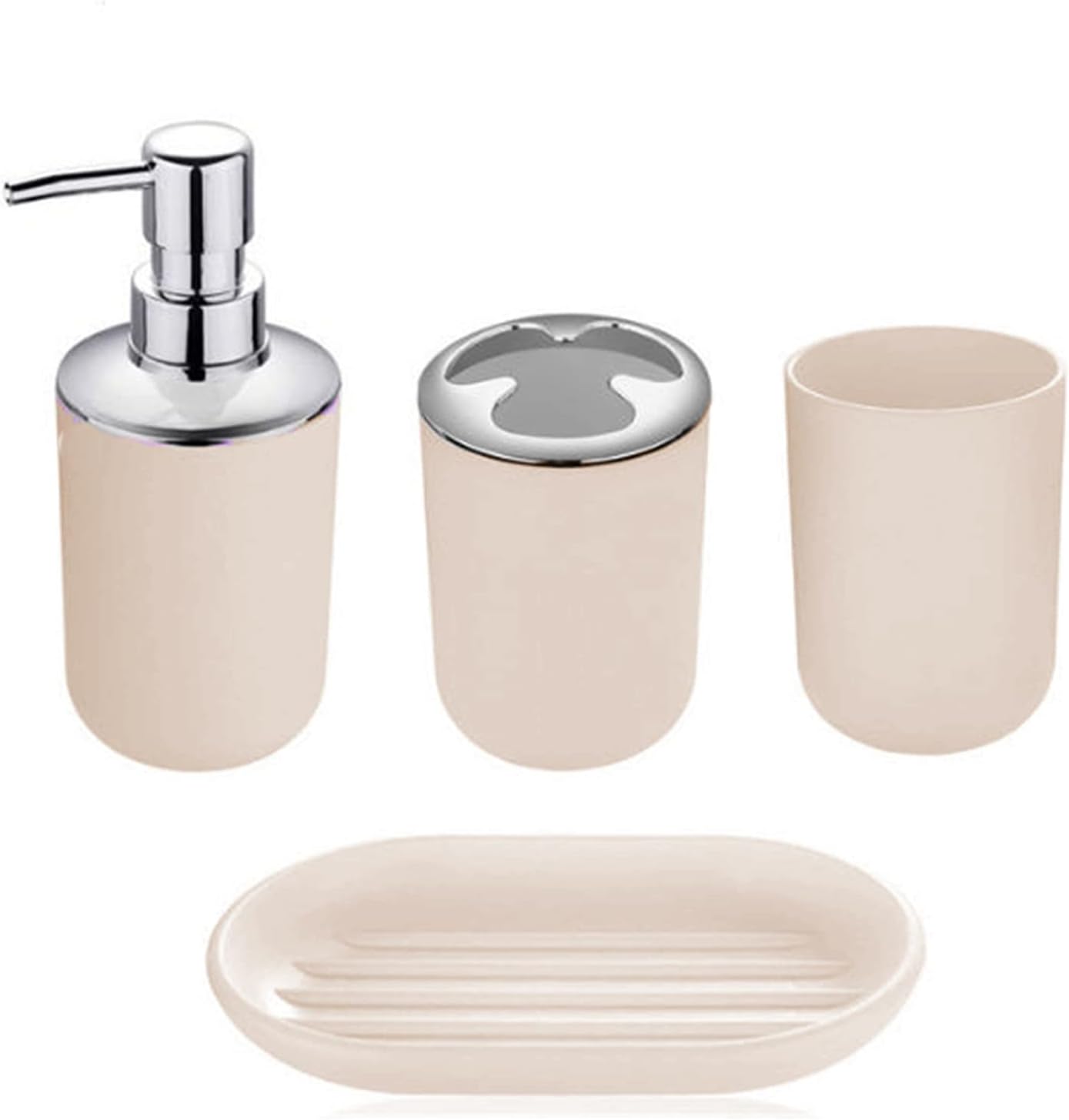 PAPAPI 4 Piece Bathroom Accessories Set Apricot