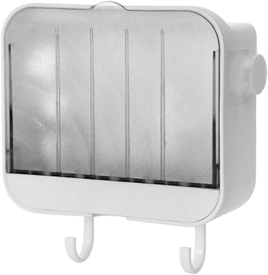 Wall Mounted Soap Dish with Lid and Draining Hook