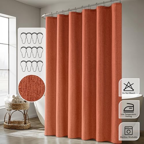 ANRODUO Extra Long Terracotta Shower Curtain Set