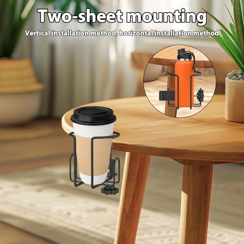 GLMFAN Large Desk Cup Holder Clamp with Anti-Spill Design
