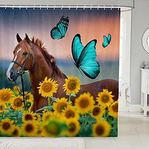 Erosebridal 3D Printing Sunflower Shower Curtain Set