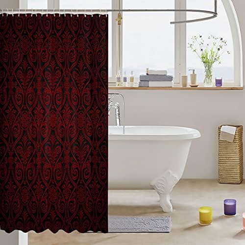 Red Black Gothic Shower Curtain 72x84 with 12 Hooks