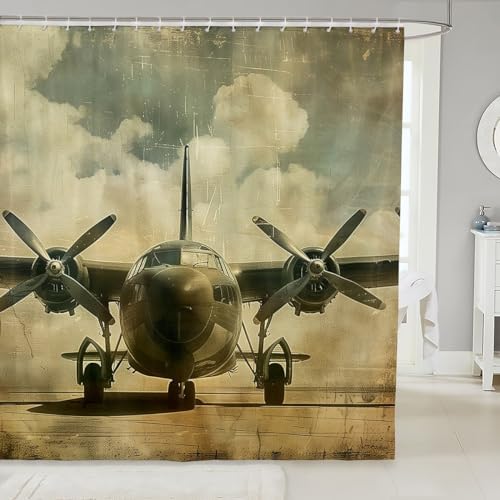 Erosebridal Boys Airplane Shower Curtain Set