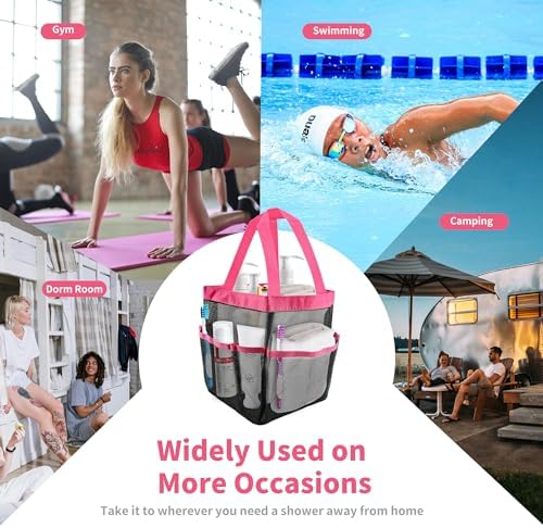 3 Pack Mesh Shower Caddy Bag with 8 Pockets