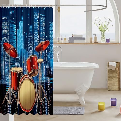 Erosebridal Drum Kit Shower Curtain Set for Kids Boys