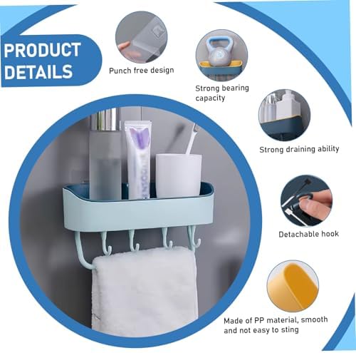 MOUNTTU Shower Caddy with 4 Hooks and Suction Cups