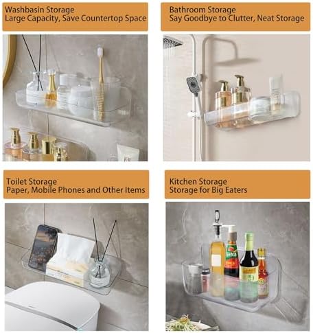 Jokvaex 1 Pack Clear Shower Caddy Shelf