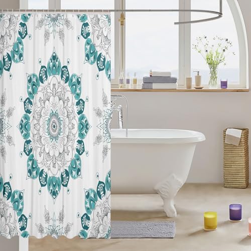 Erosebridal Bohemian Mandala Floral Shower Curtain Set