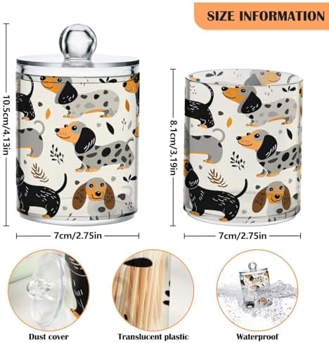 FLildon Cute Dogs Q-tip Holder Dispenser 2Pack