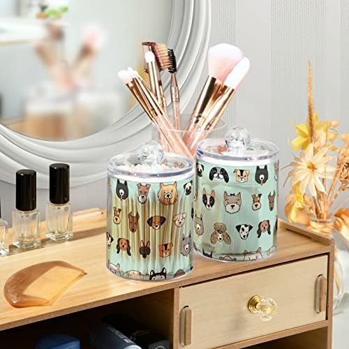 Keepreal Dog Face Q-tip Holder Dispenser with Lids 4PCS Set