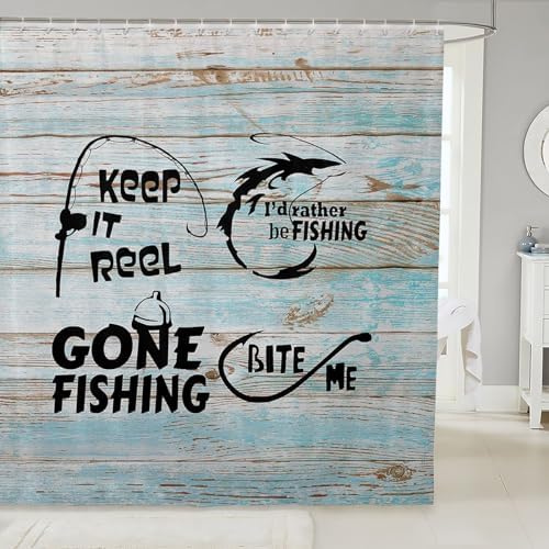 Lake Shower Curtain with 12 Hooks Teal