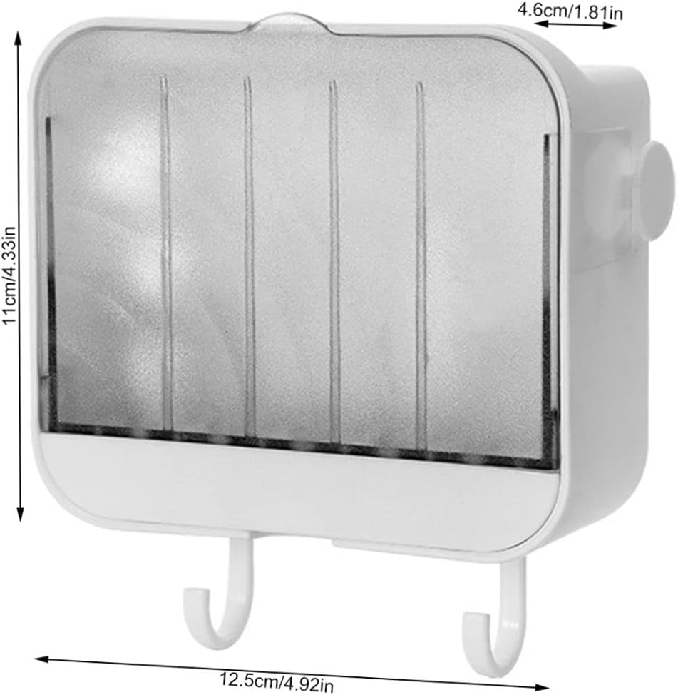 Wall Mounted Soap Dish with Lid and Draining Hook