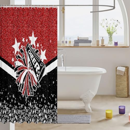 Erosebridal Cute Cheerleader Shower Curtain Set 1