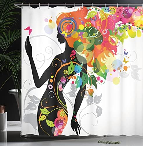 Ambesonne Vibrant Shower Curtain Set with Hooks