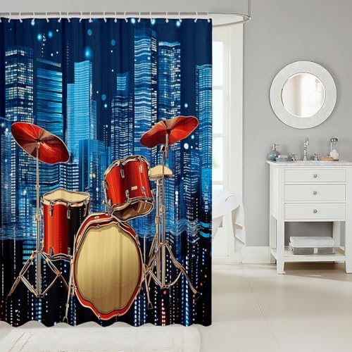 Erosebridal Drum Kit Shower Curtain Set for Kids Boys