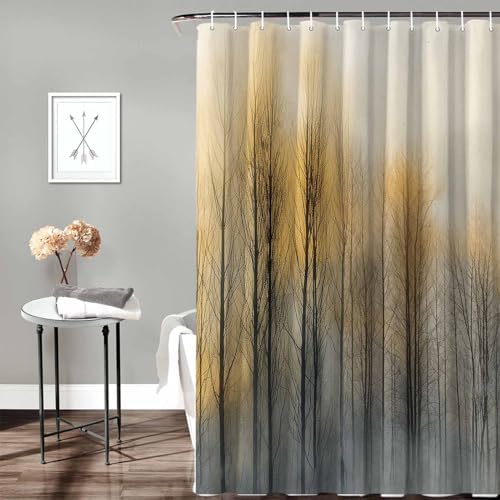 72 Inch Shower Curtain Set with 12 Hooks