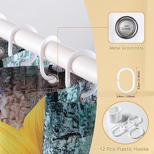 BESBESME Boho Shower Curtain Set with Flower Pattern and Weighted Hem