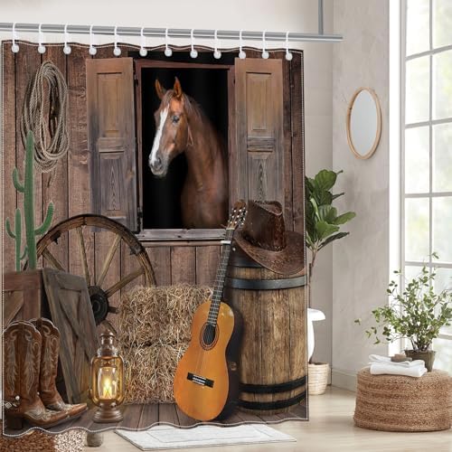 Mocsicka Western Cowboy Shower Curtain 72x72 Inch with 12 Hooks