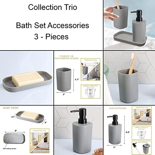 EVIDECO Gray Bathroom Set - 3 Piece Accessories