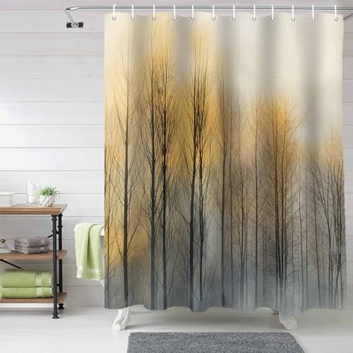 72 Inch Shower Curtain Set with 12 Hooks