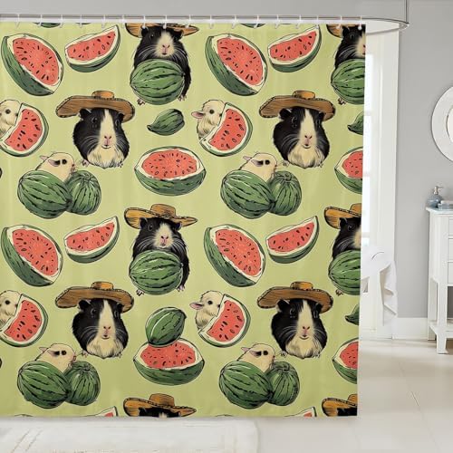 Erosebridal Cartoon Guinea Pig Bath Curtain 72x78 Shower Set for Kids