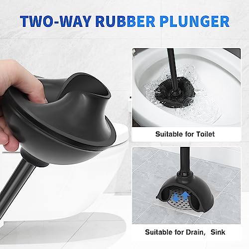 LOVLOY 2-in-1 Toilet Plunger and Brush Set Black
